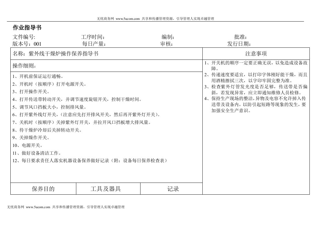 印刷企业机器设备操作规程