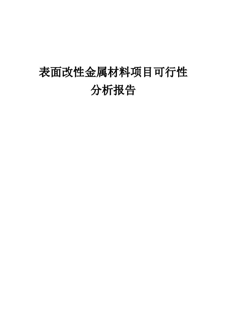 表面改性金属材料项目可行性分析报告