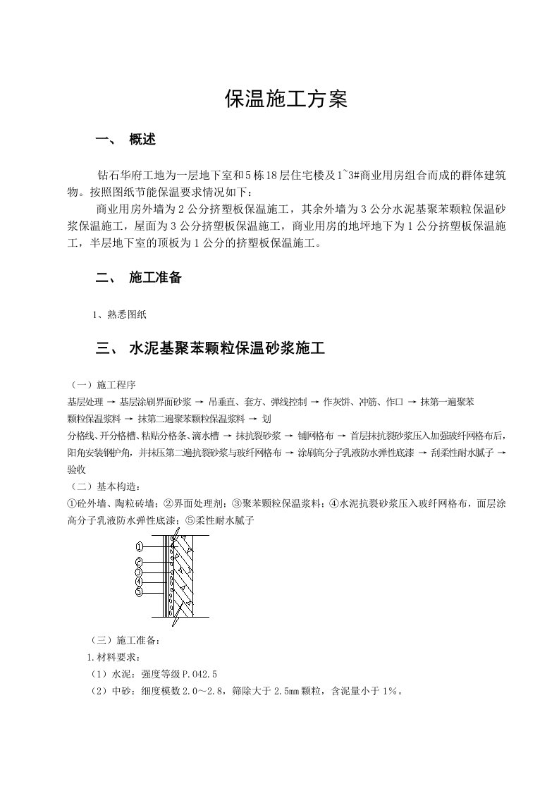 钻石华府外墙外保温施工方案