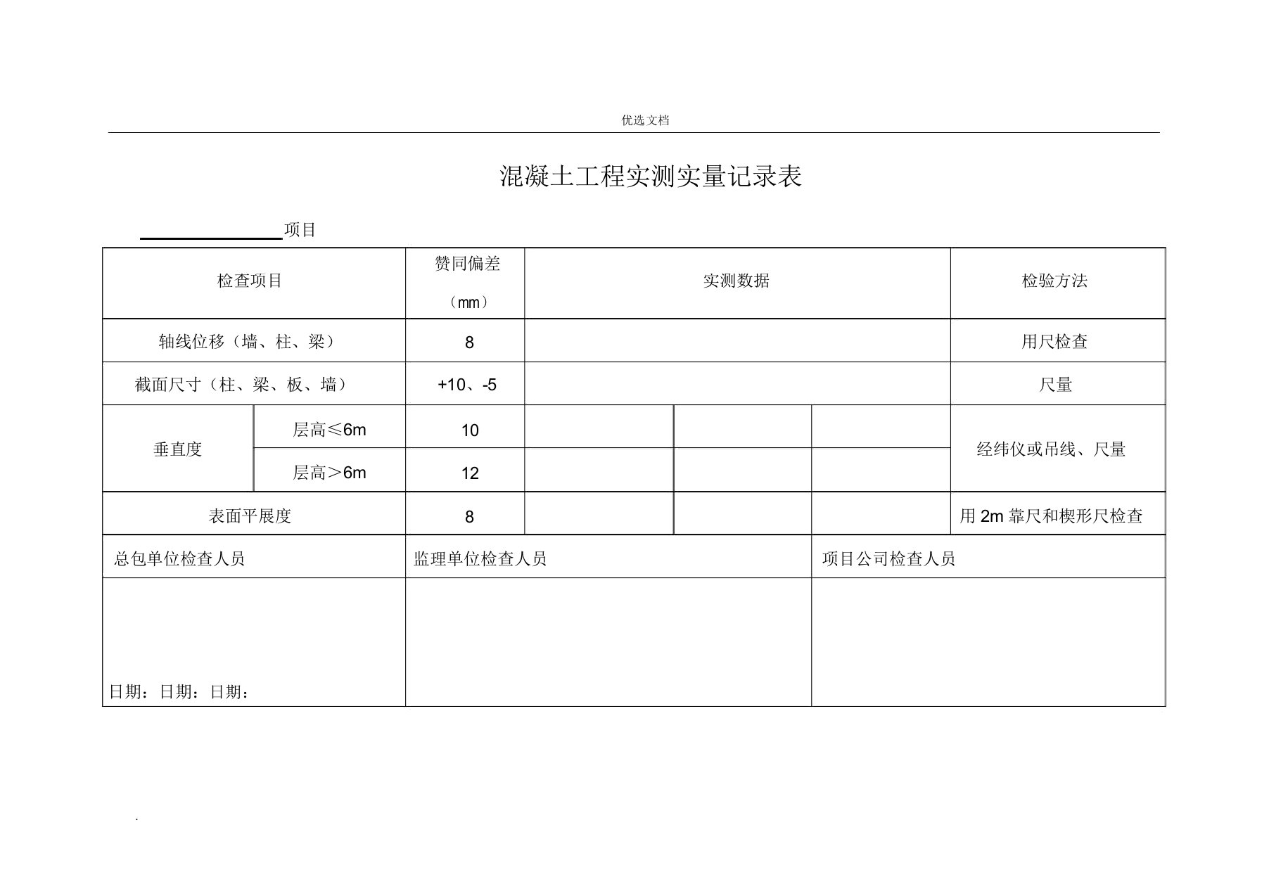 实测实量记录表