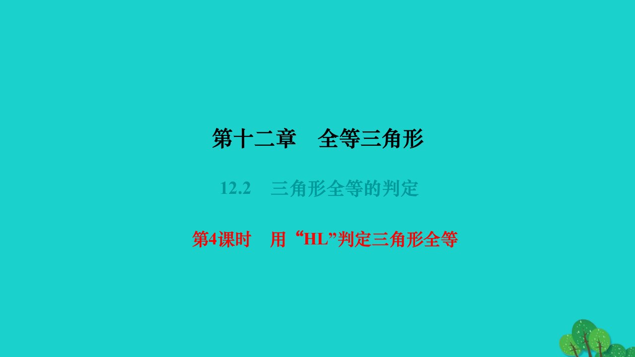 2022八年级数学上册第十二章全等三角形12.2三角形全等的判定第4课时用HL判定三角形全等作业课件新版新人教版