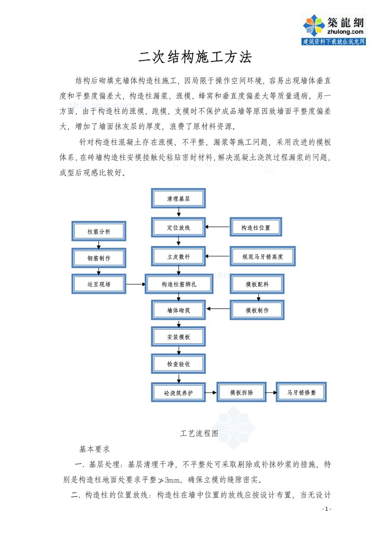 二次结构构造柱施工技术交底