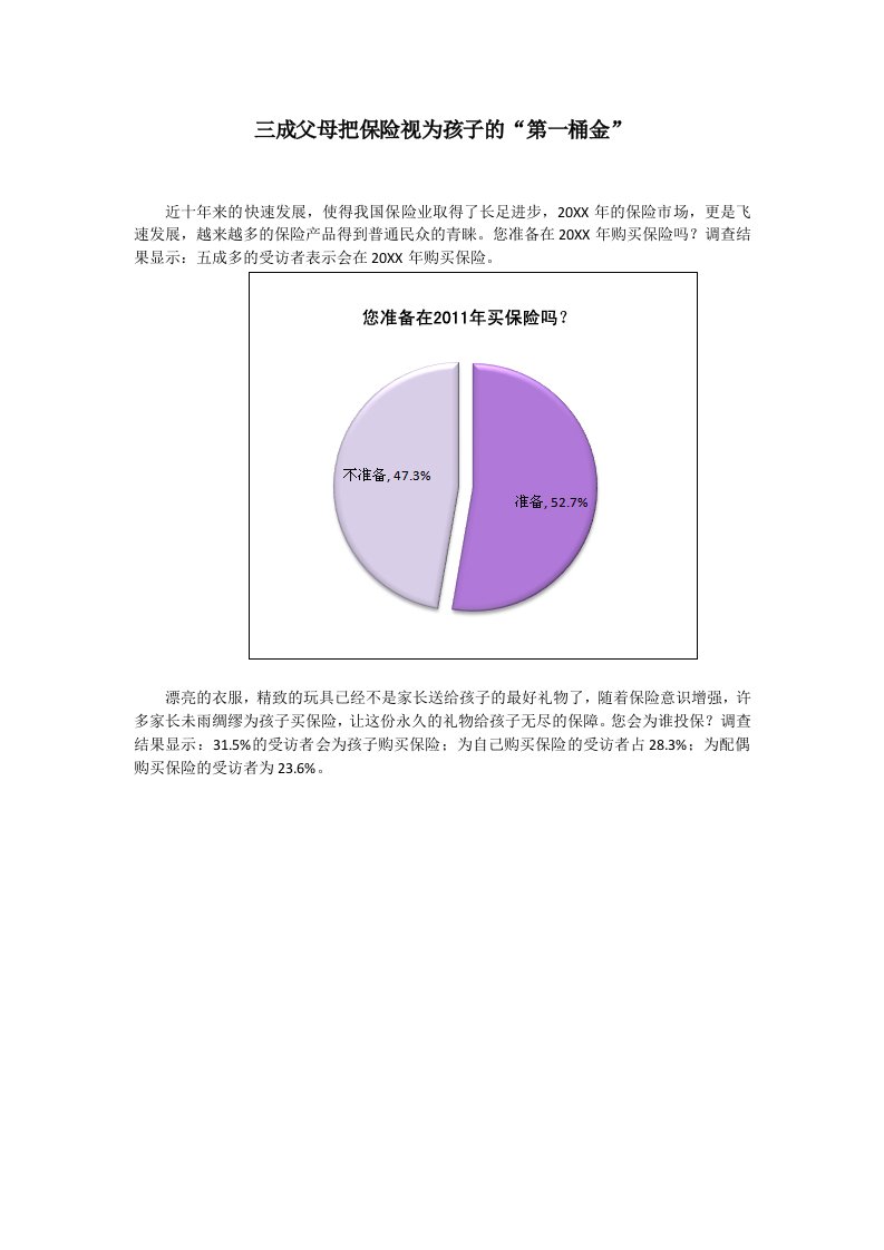 金融保险-三成父母把保险视为孩子的第一桶金