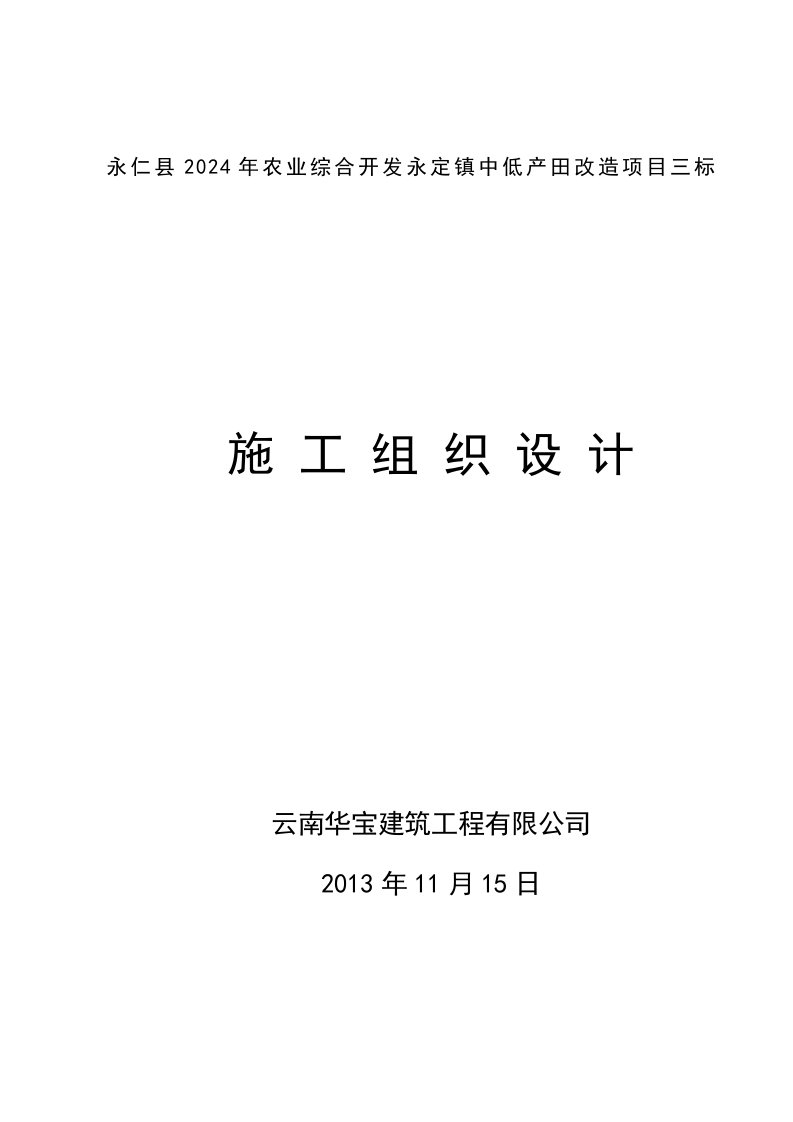 永仁县2024年农业综合开发永定镇中低产田改造项目三标施工组织设计华宝改