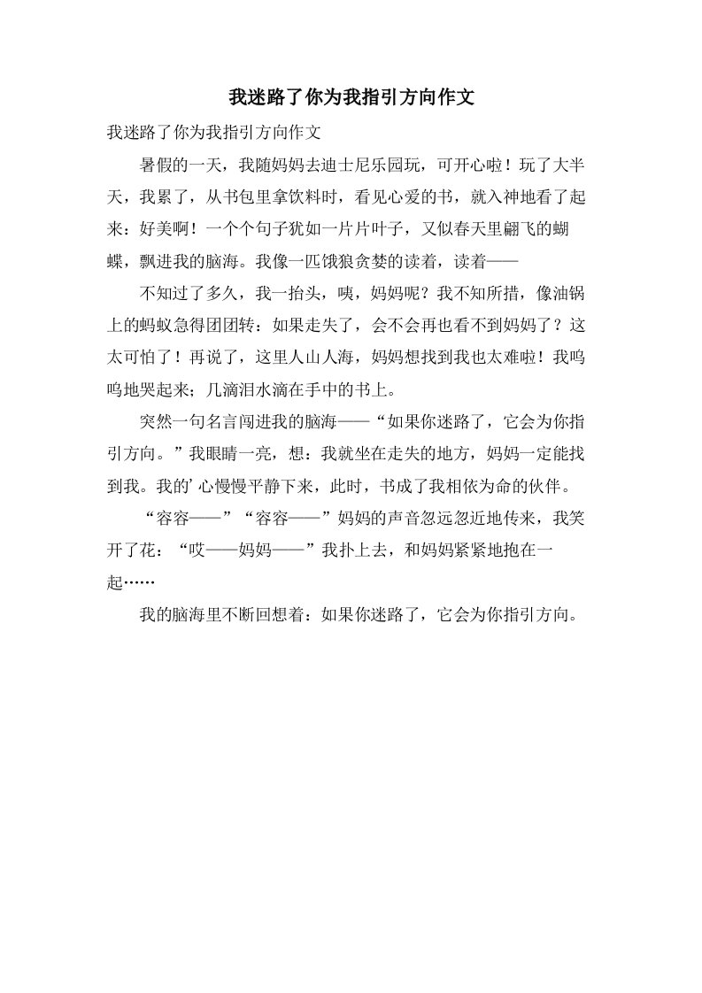 我迷路了你为我指引方向作文