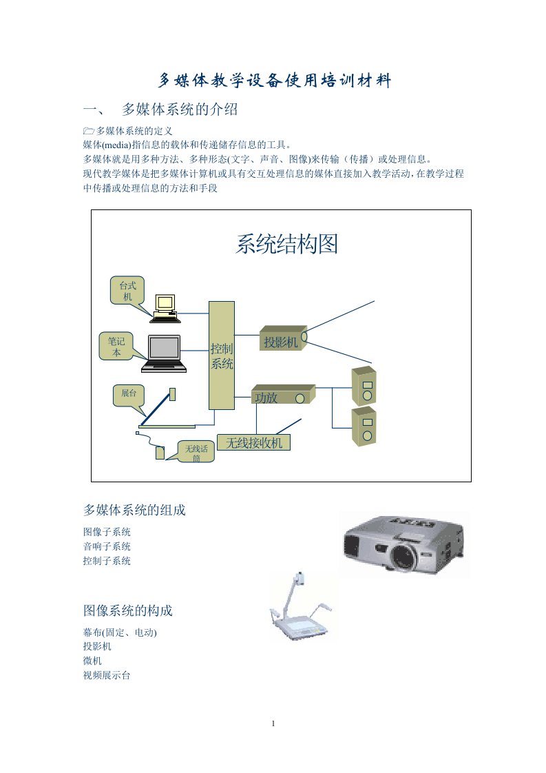 多媒体教学设备使用培训材料