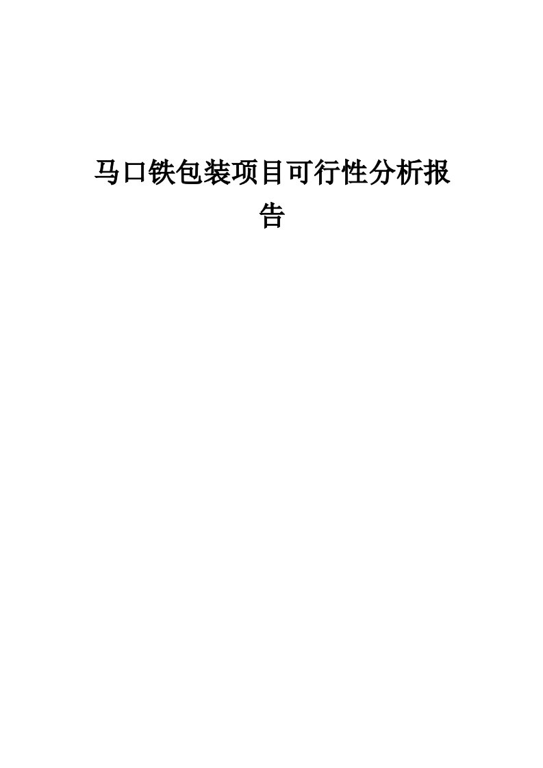 马口铁包装项目可行性分析报告