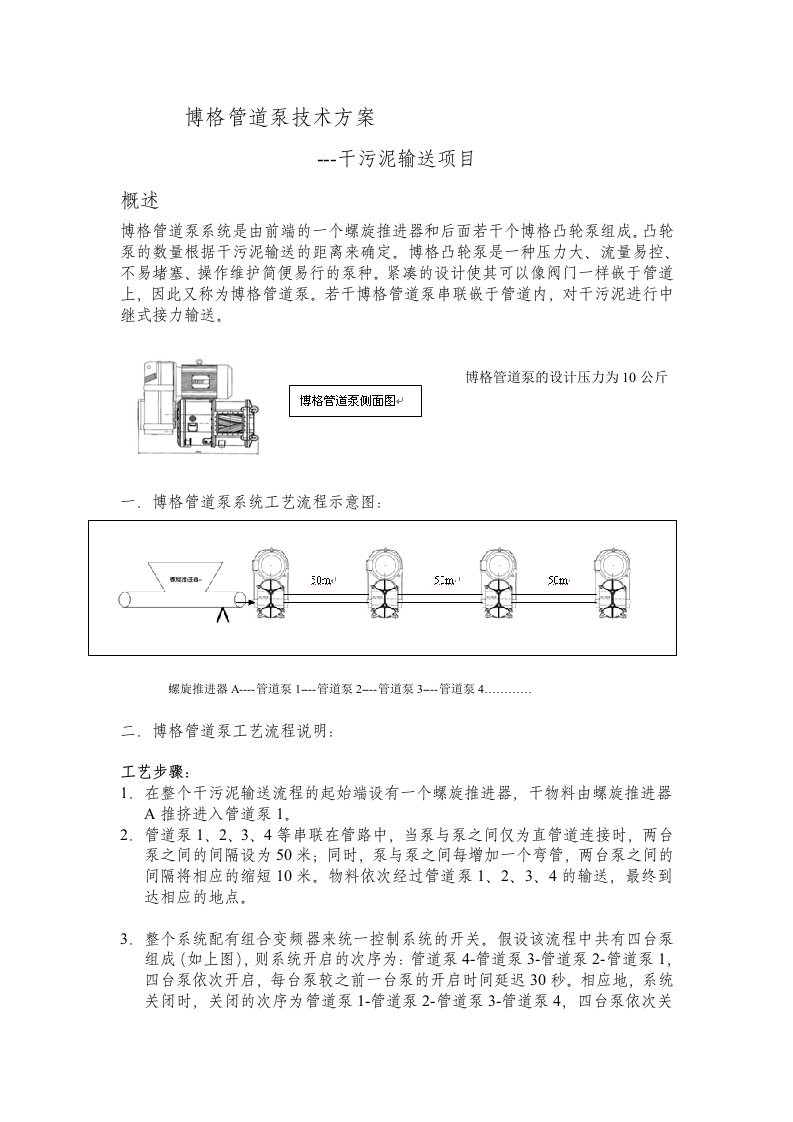 博格管道泵技术方案