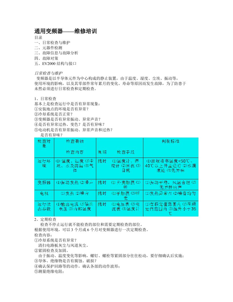 通用变频器维修培训