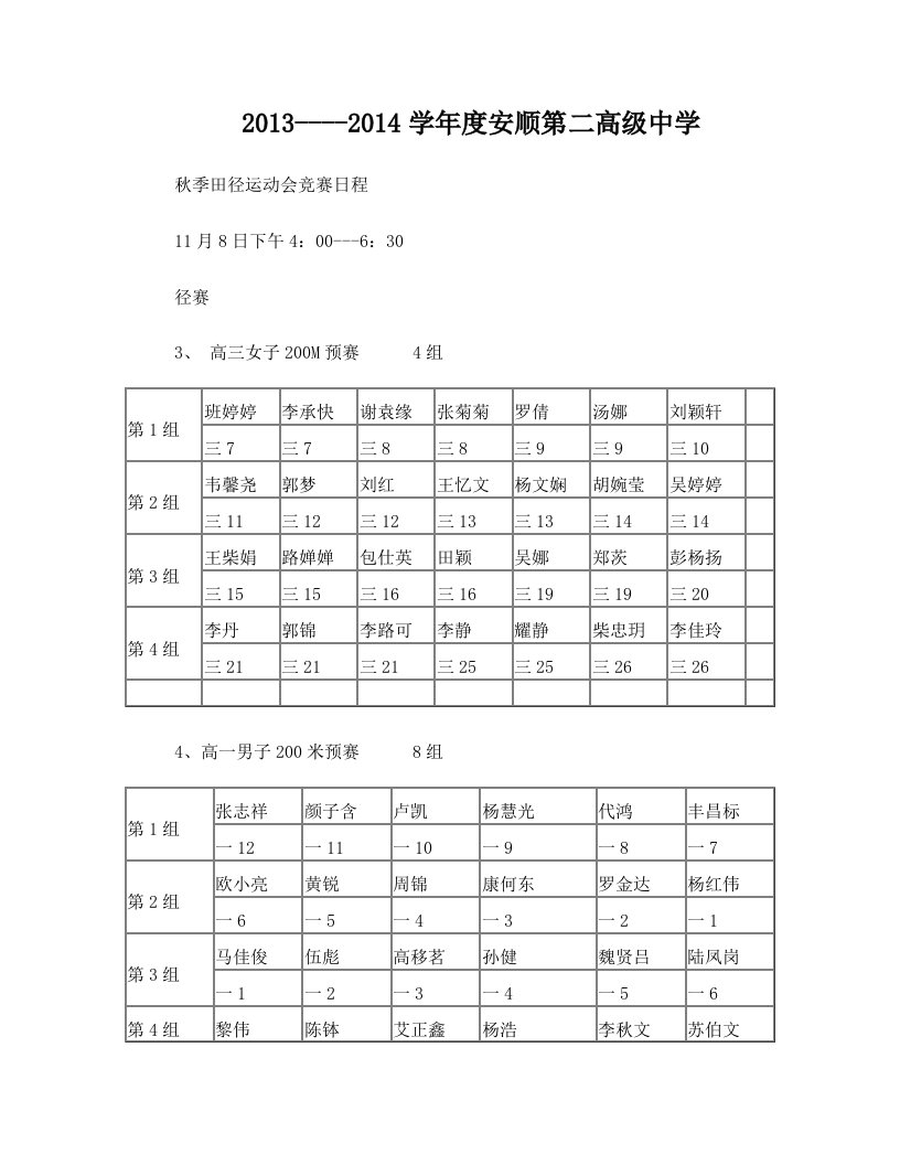 运动会编排格式