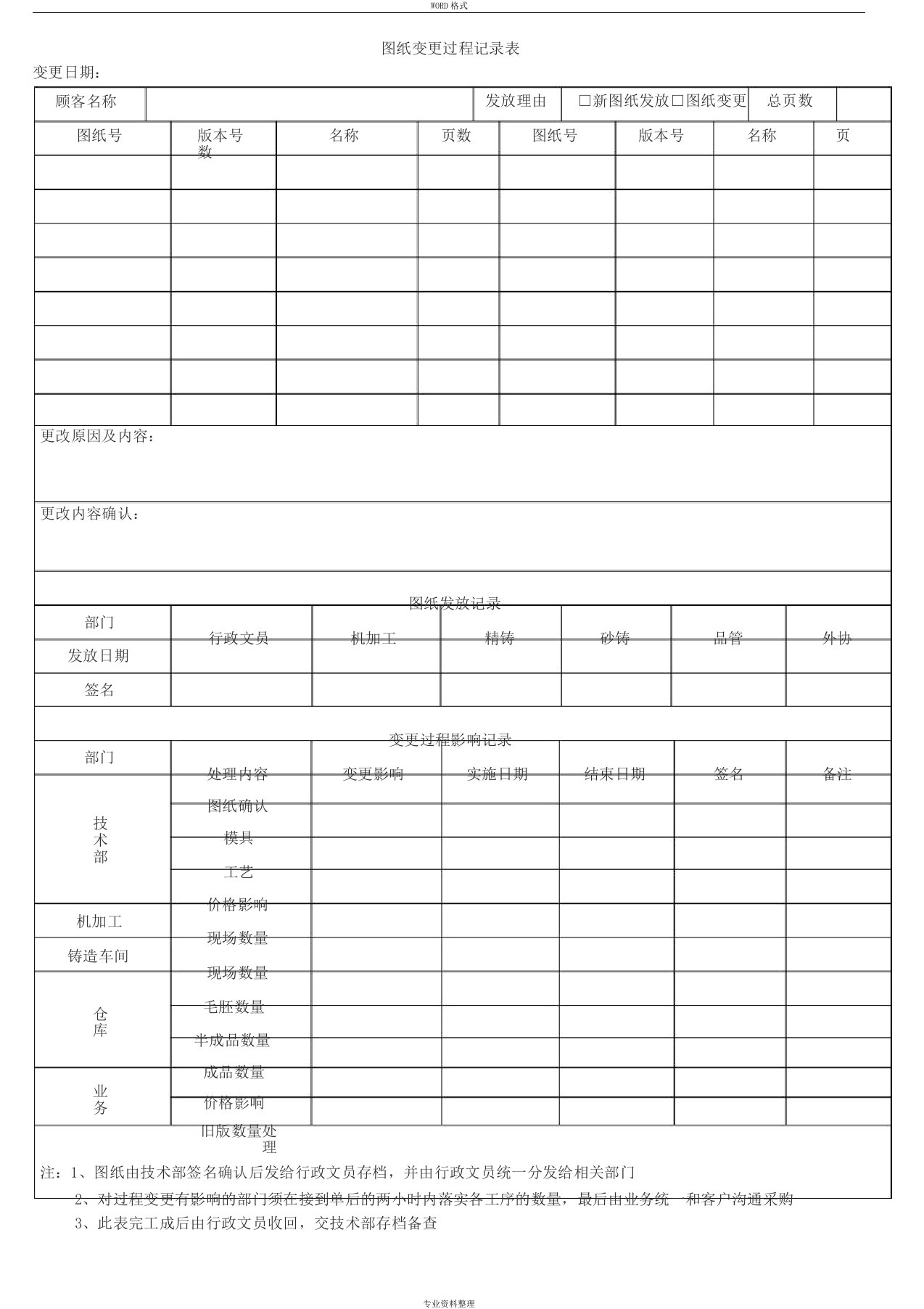 图纸变更过程记录表