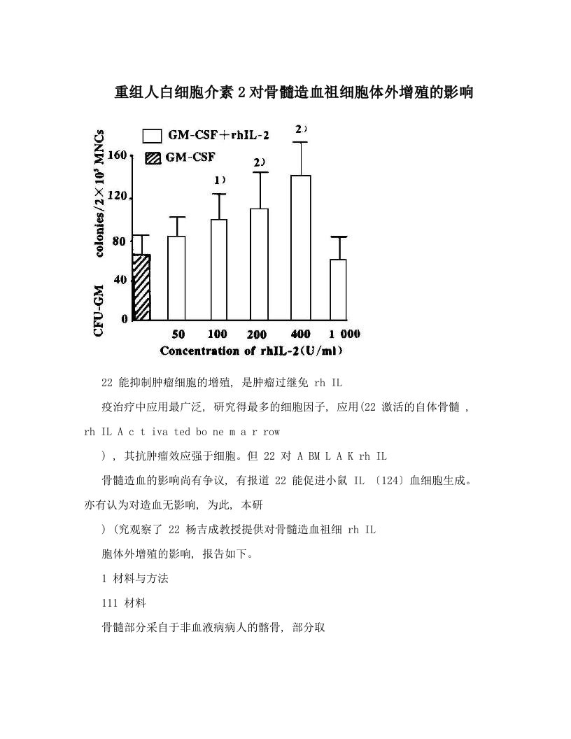 ectAAA重组人白细胞介素2对骨髓造血祖细胞体外增殖的影响