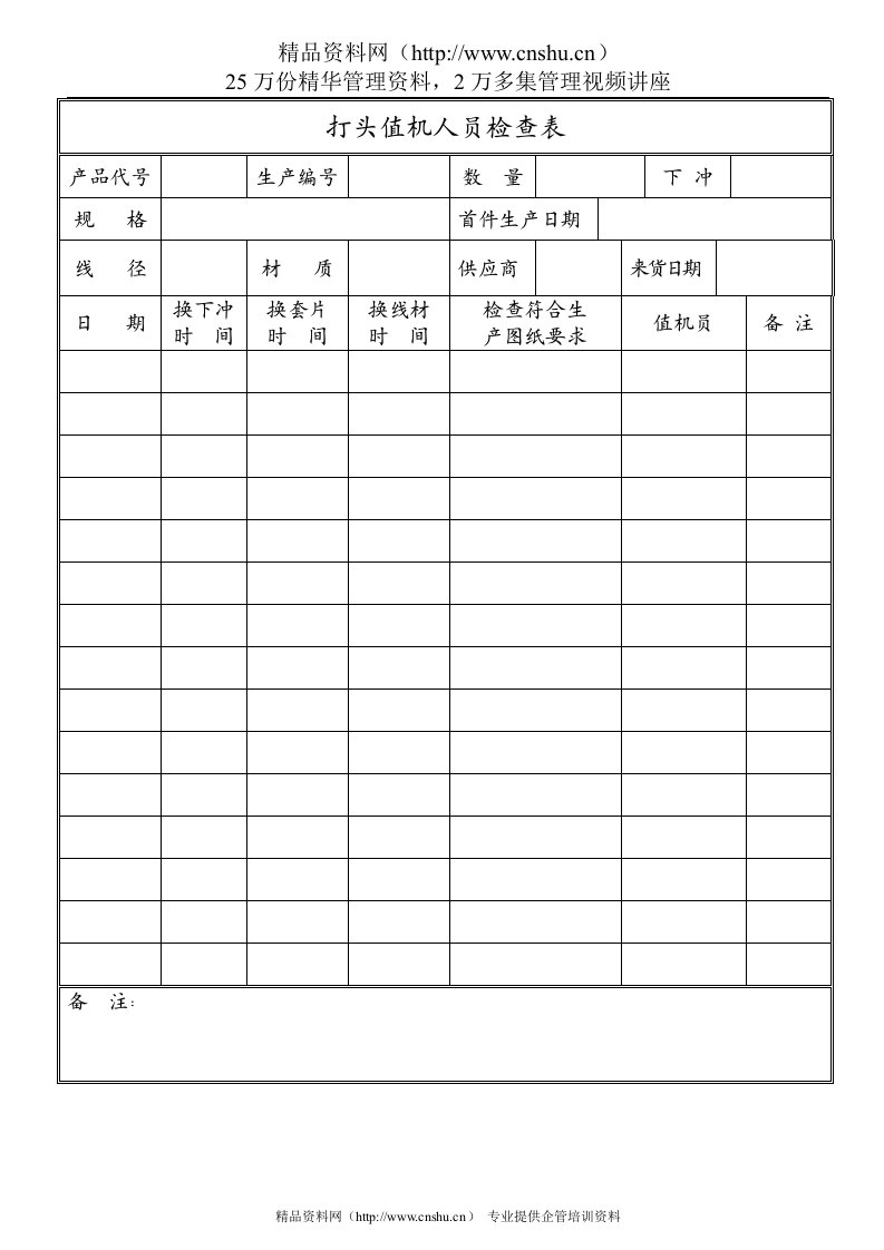 打头值机人员检查表