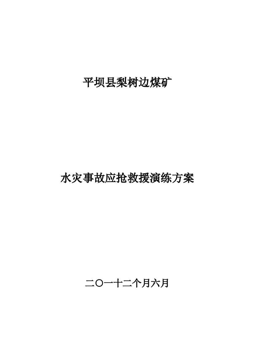 梨树边煤矿水灾救灾演习专项方案