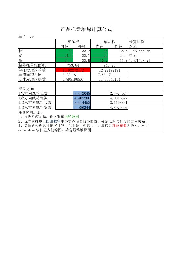 纸箱托盘堆垛计算公式