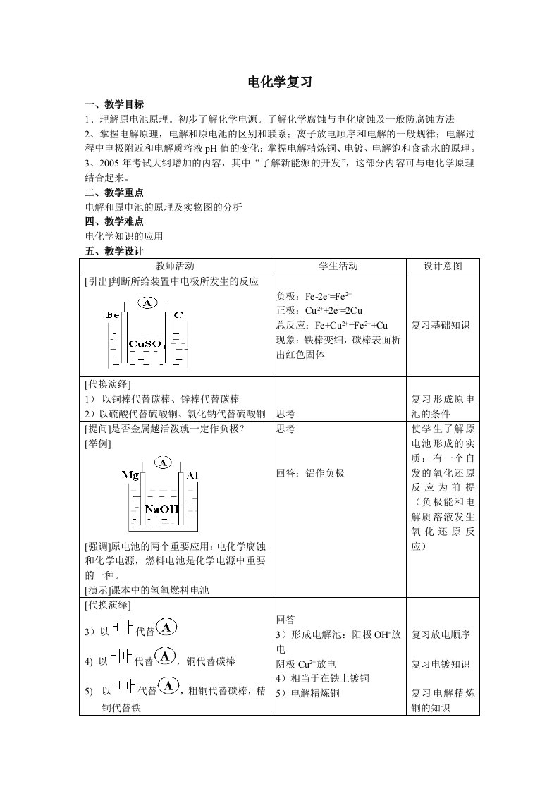 电化学复习教案