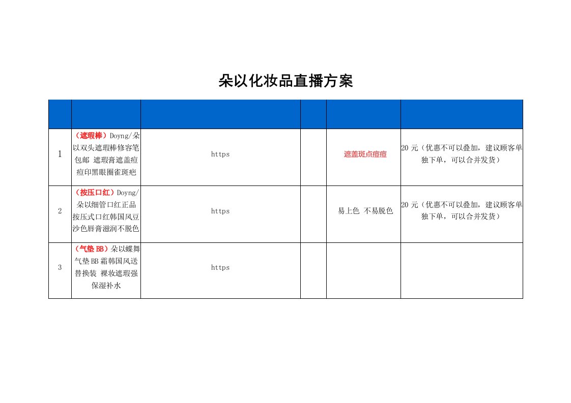 精品文档-朵以化妆品旗舰店直播策划方案2页