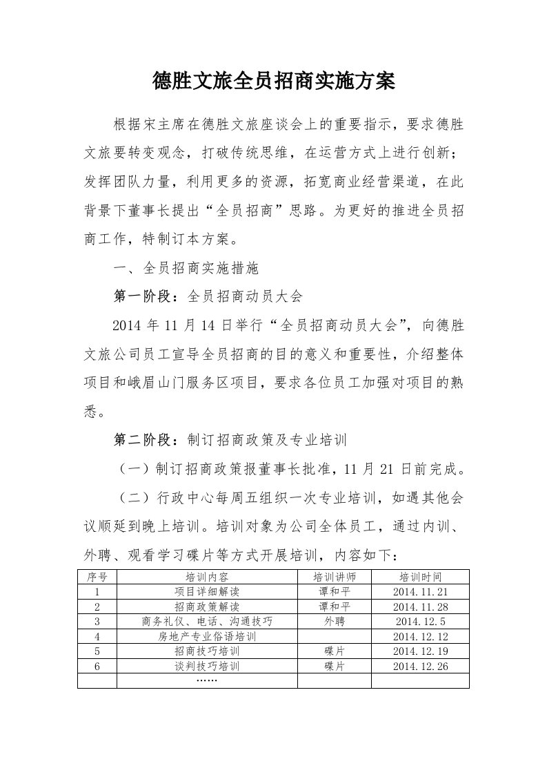 全员招商实施方案