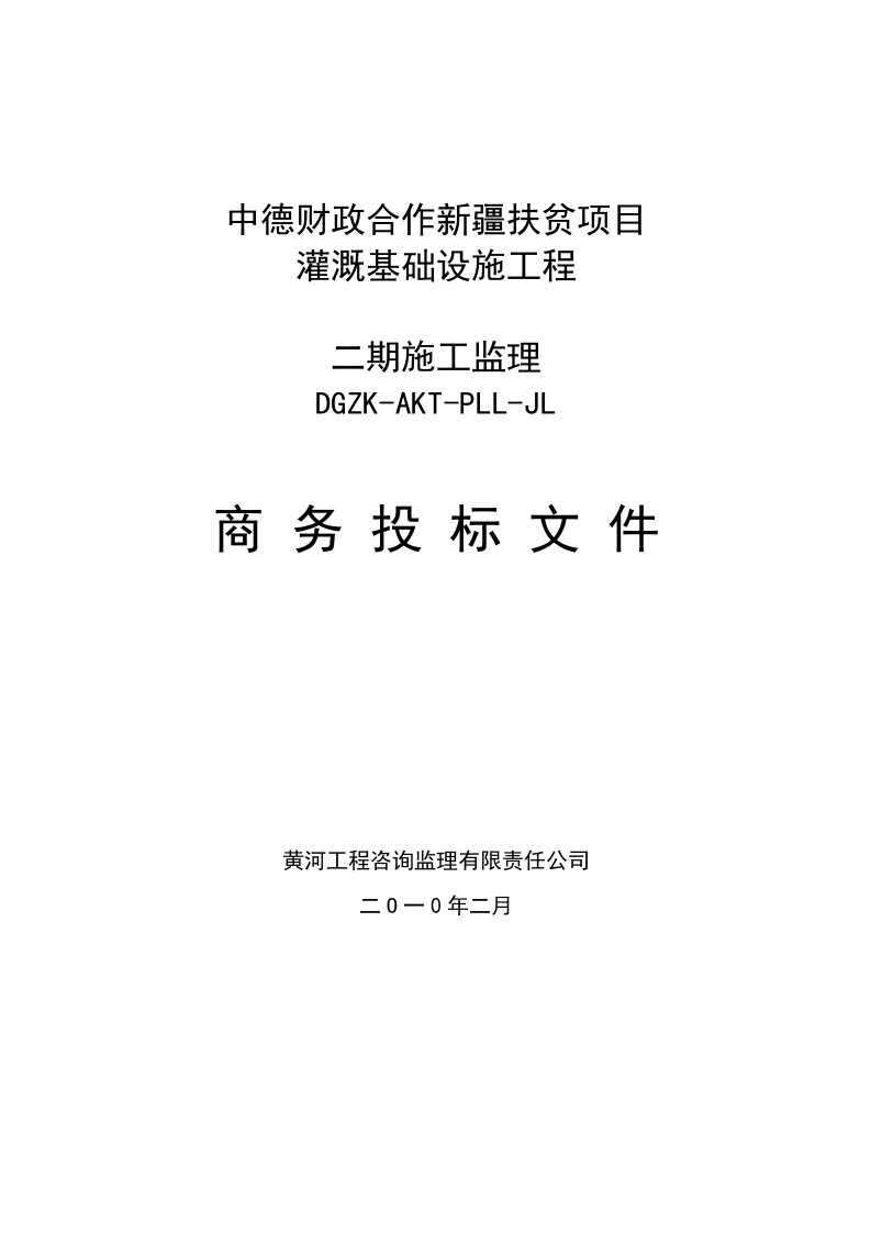 某某基础设施二期施工监理项目区监理商务投标文件word格式可修改