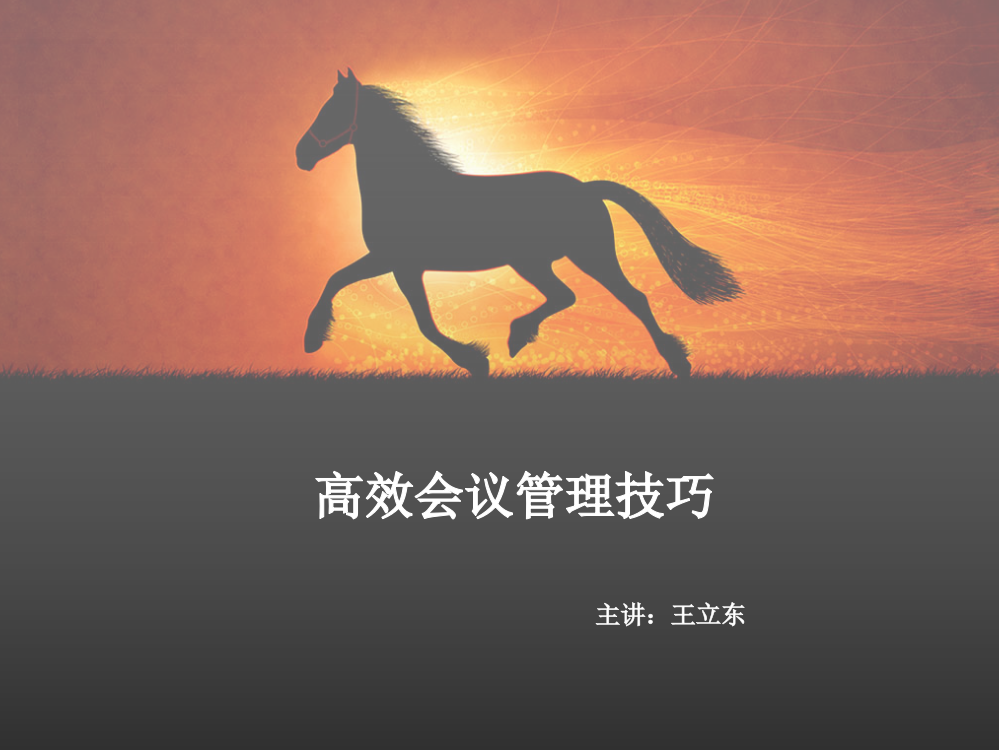 讲稿王立东高效会议管理技巧