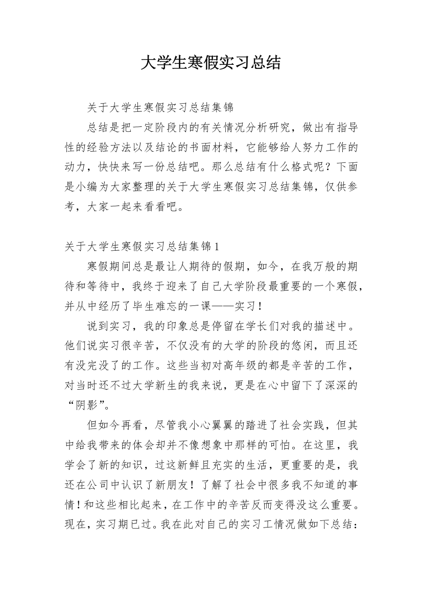 大学生寒假实习总结_8