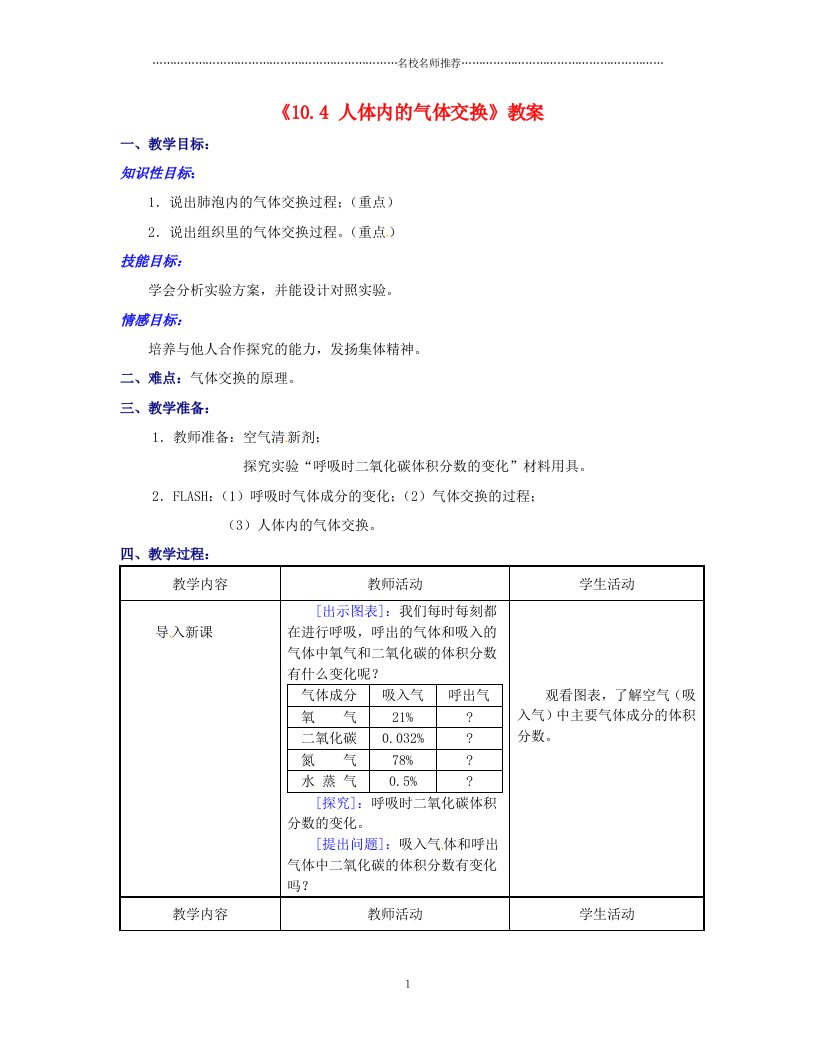 江苏省东台市唐洋镇中学初中七年级生物下册《10.4