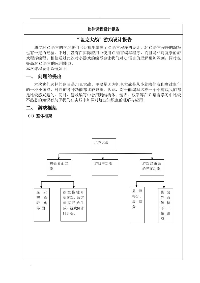 坦克大战游戏设计--课程设计报告