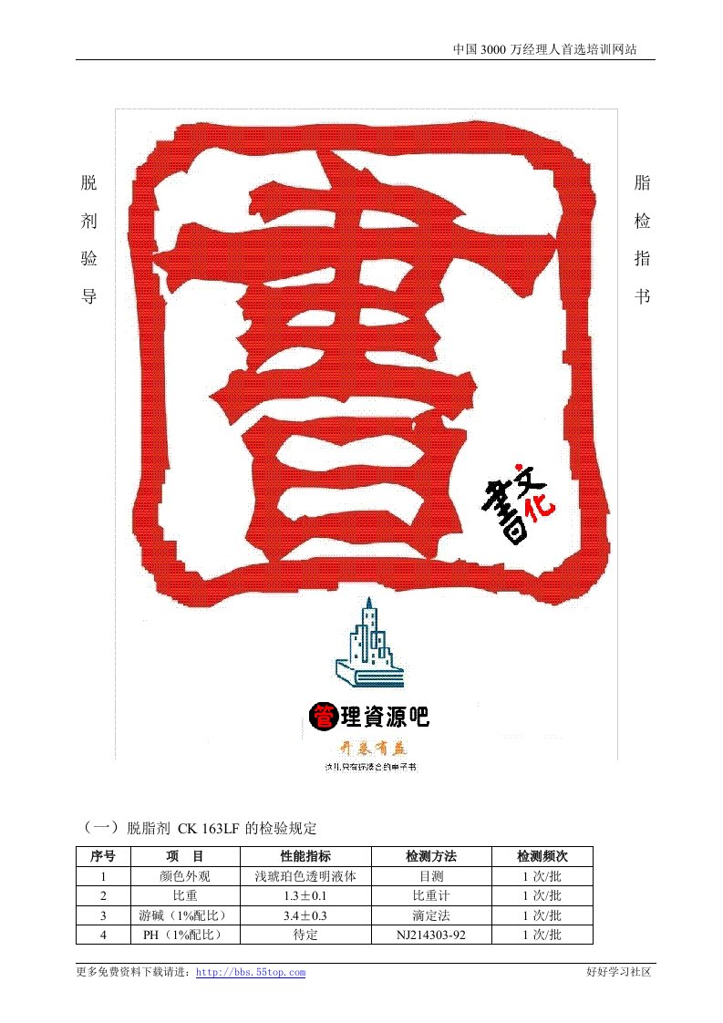 【管理精品】油漆及辅料检验指导书(脱脂剂)