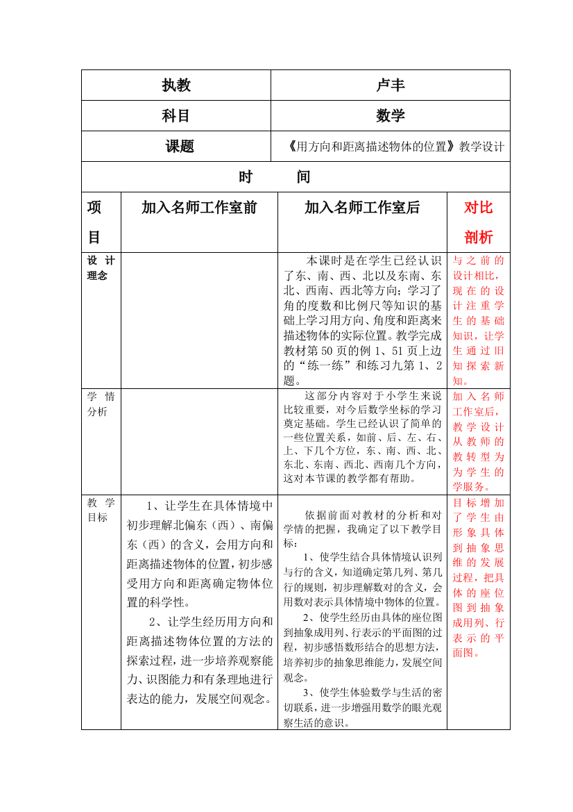 卢丰教学案例对比剖析