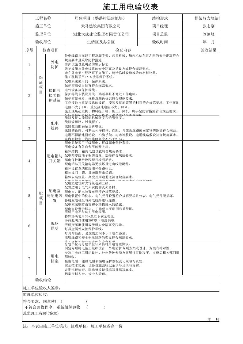 施工用电验收表