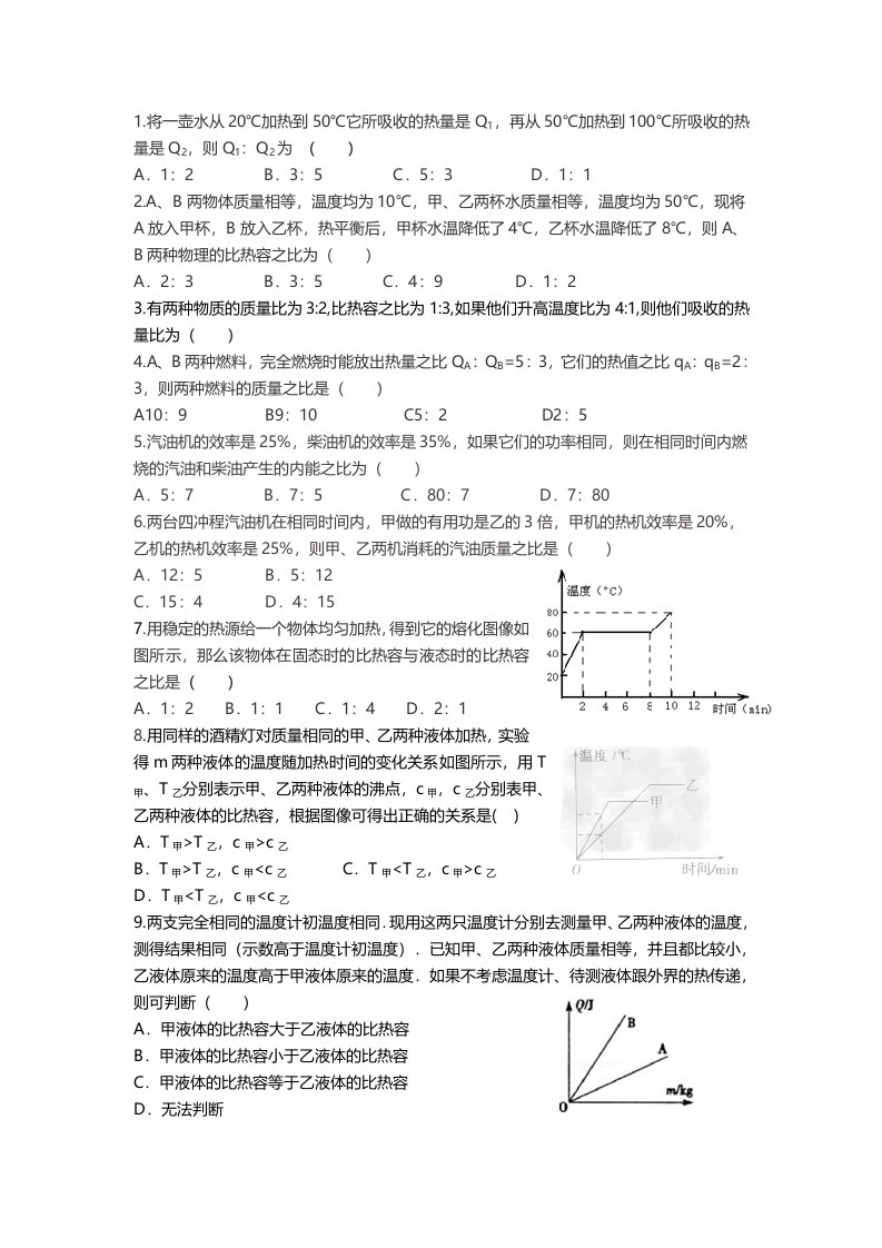 比热容,热值,比例图