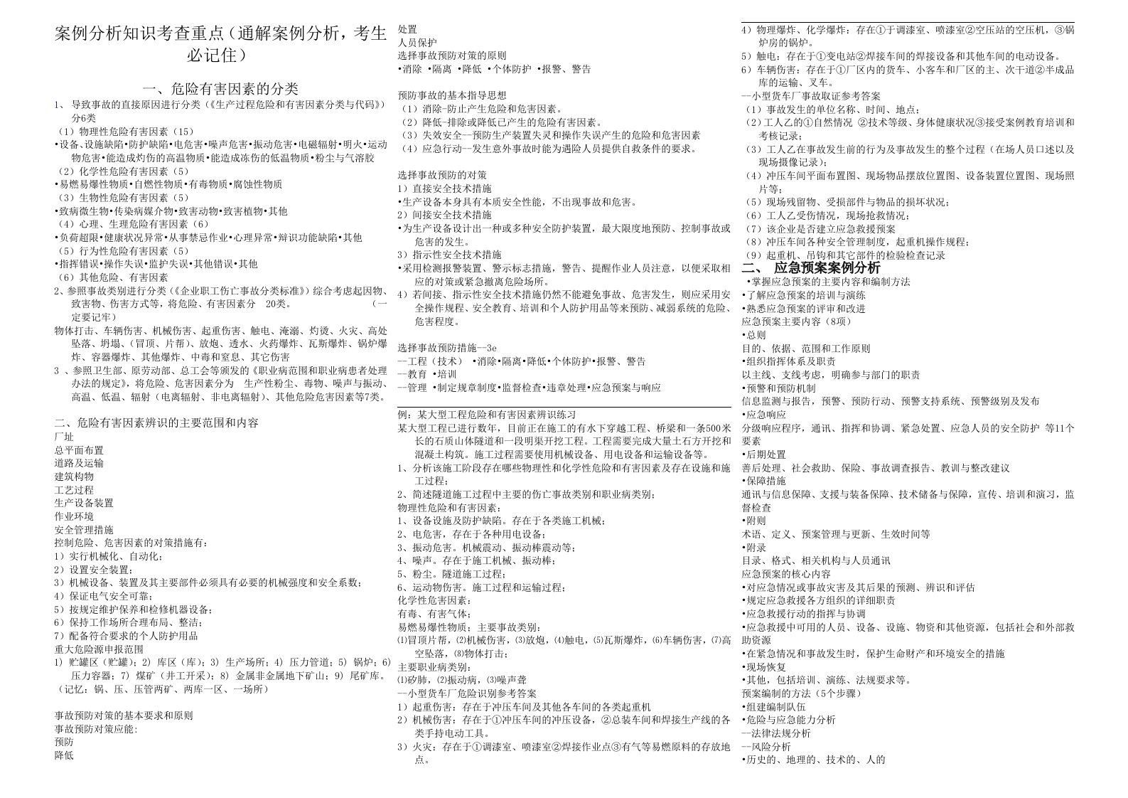 案例分析知识考查重点