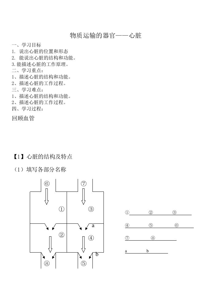 心脏结构和功能导学案