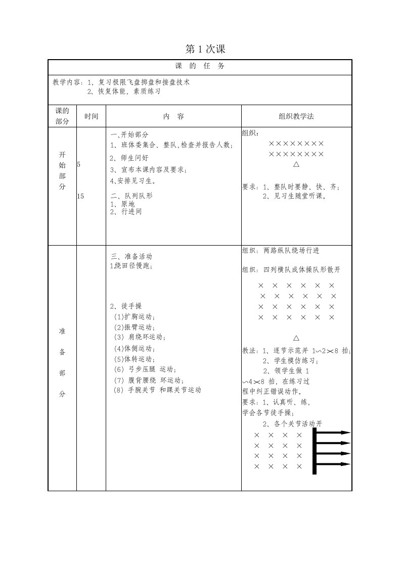 泰职极限飞盘课下学期教案