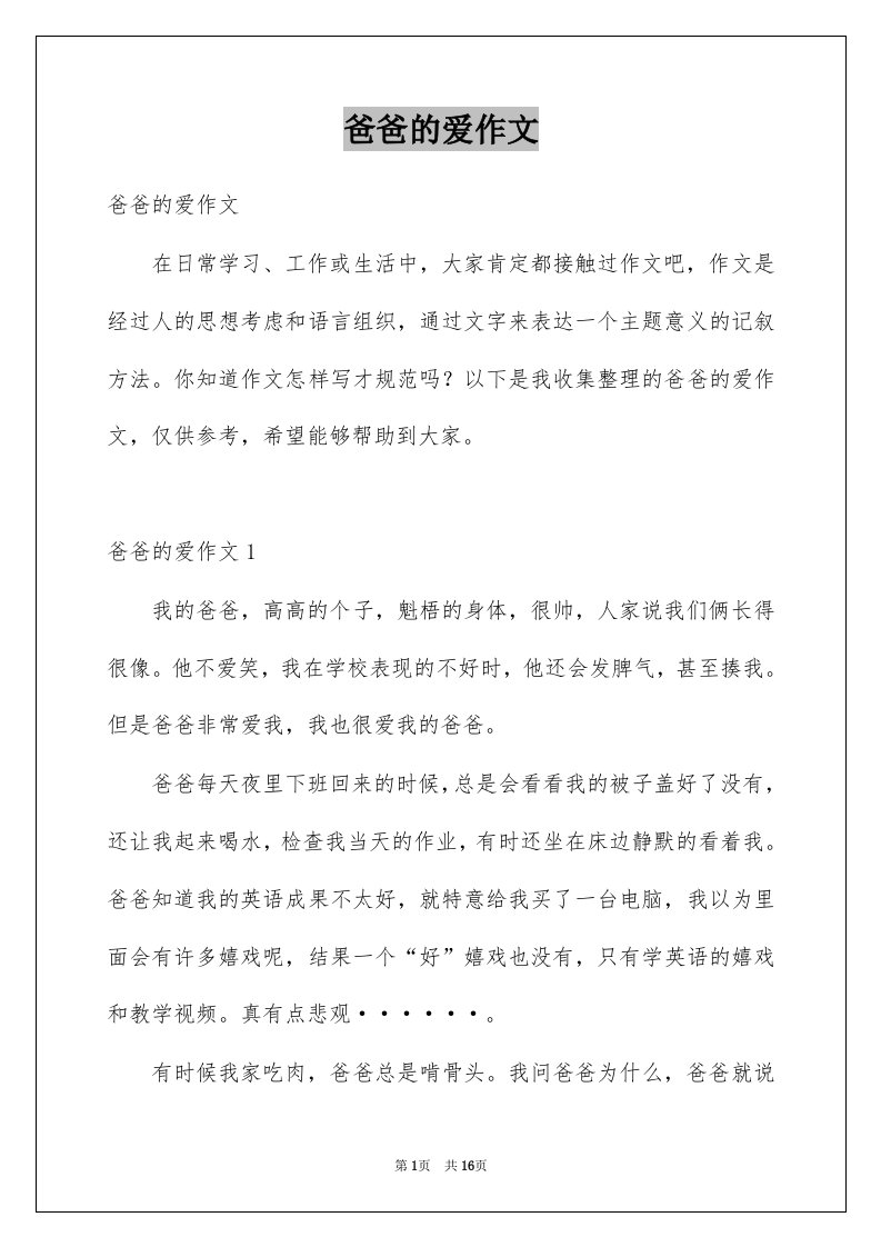 爸爸的爱作文例文7