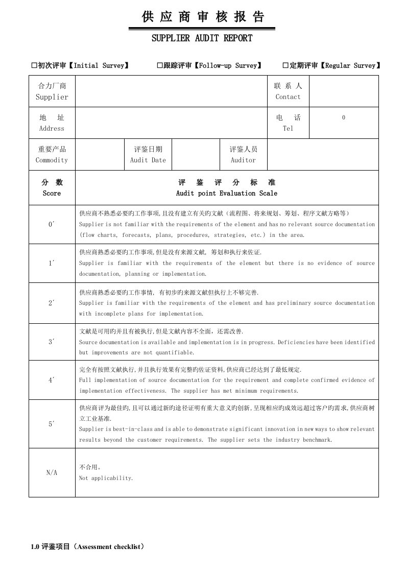 供应商审核汇报报告