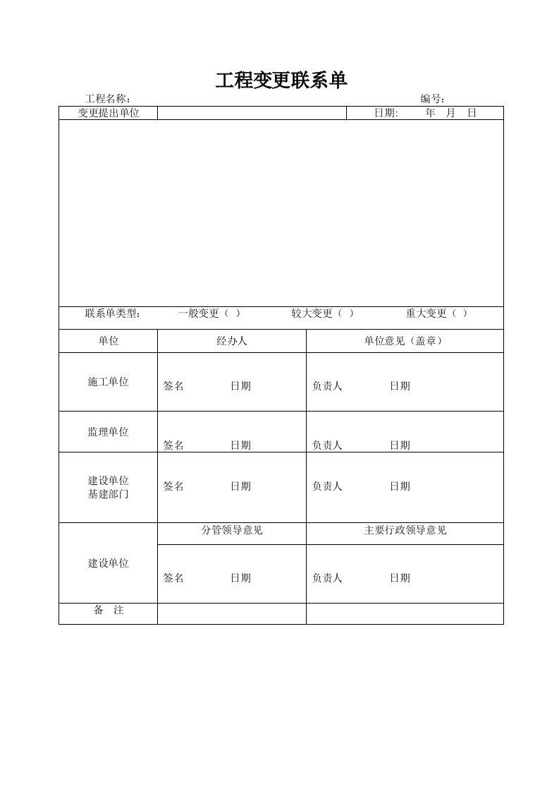 工程变更联系单模板