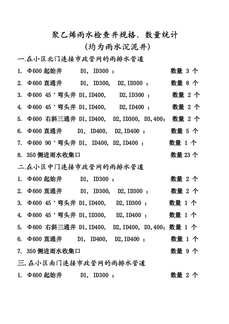 聚乙烯雨水检查井规格