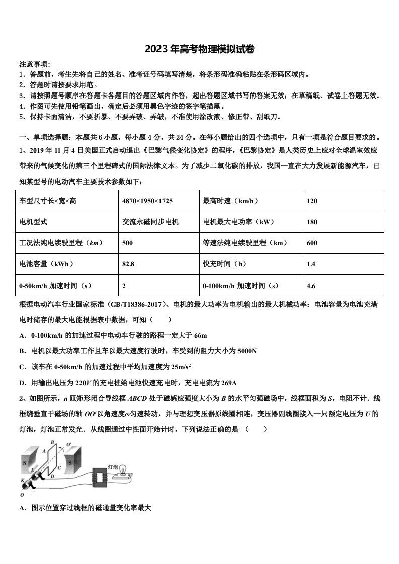 北京东城55中学2023年高三（最后冲刺）物理试卷含解析