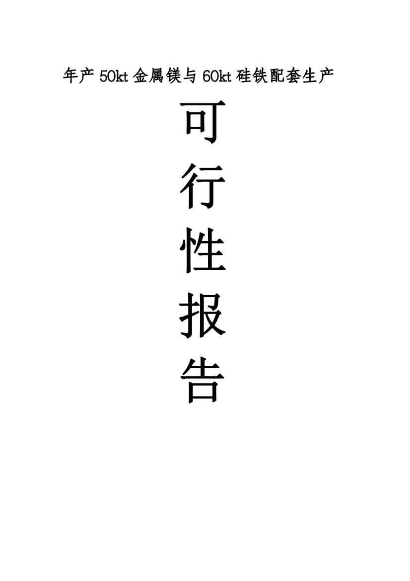 年产50kt金属镁与60kt硅铁配套生产项目可行性研究报告