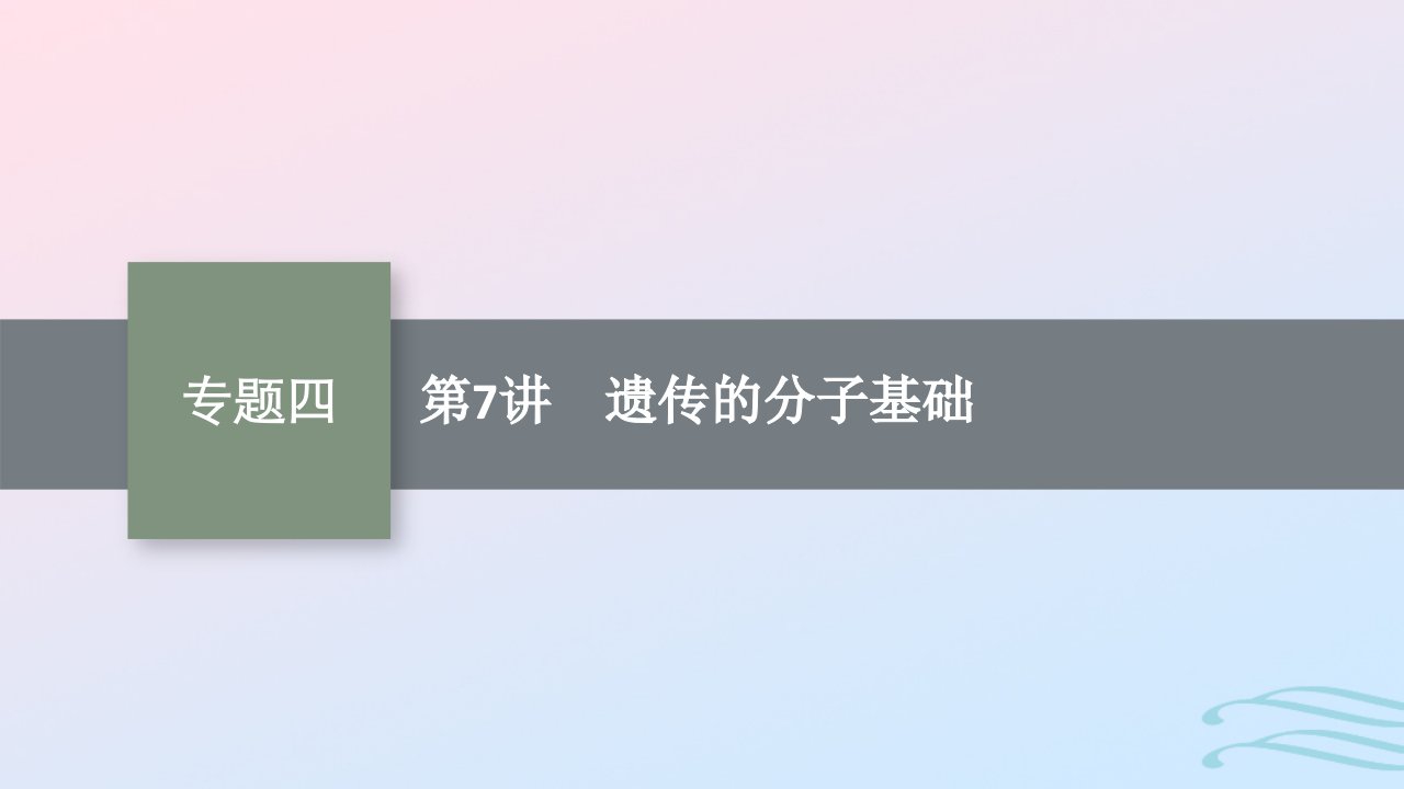 适用于老高考旧教材广西专版2023届高考生物二轮总复习第二部分专题4遗传变异和进化第7讲遗传的分子基次件