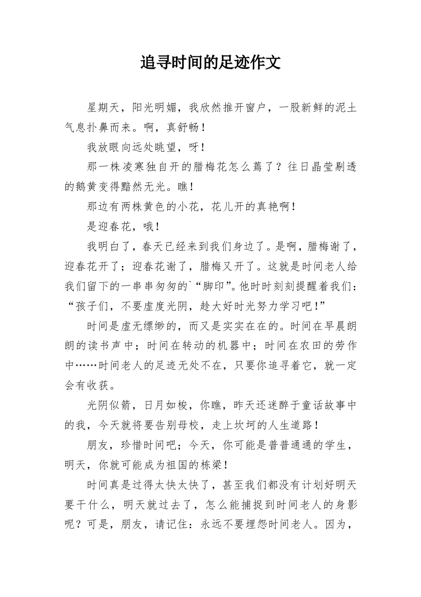 追寻时间的足迹作文