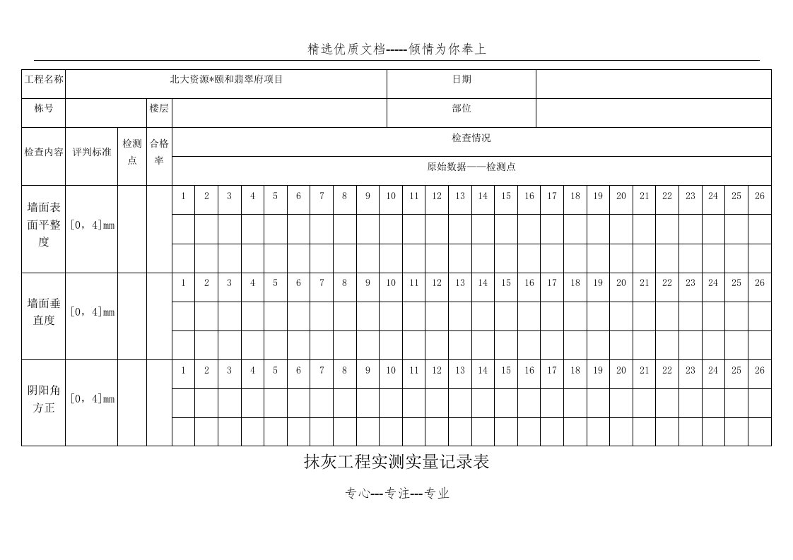 抹灰工程实测实量记录表(共2页)