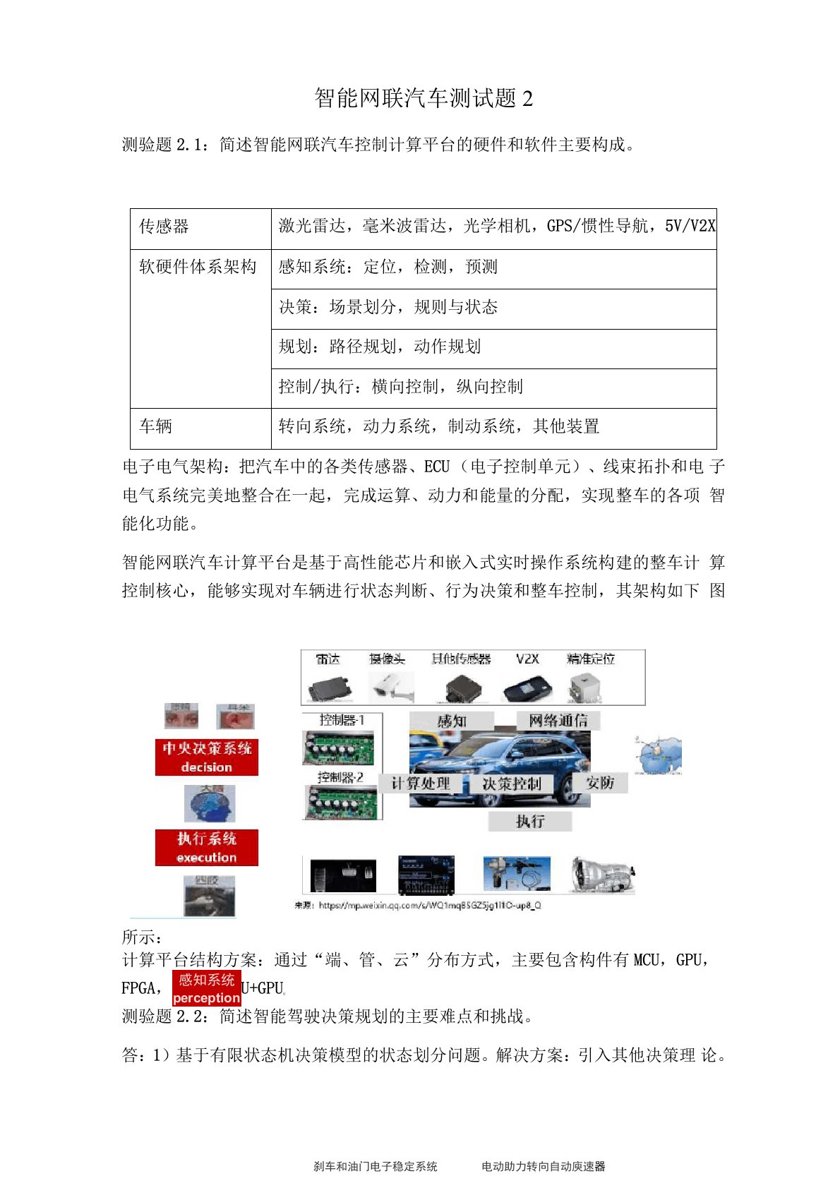 智能网联汽车测试题2