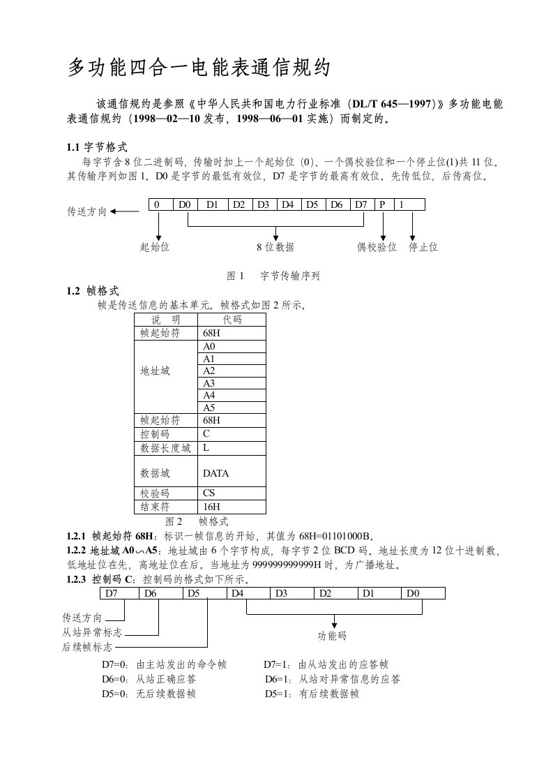 DLT645-1997多功能表通信规约