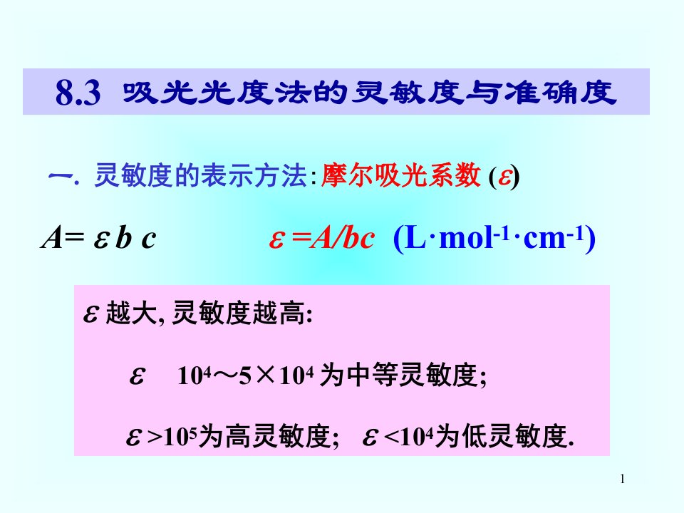 吸光光度法的灵敏度与准确度