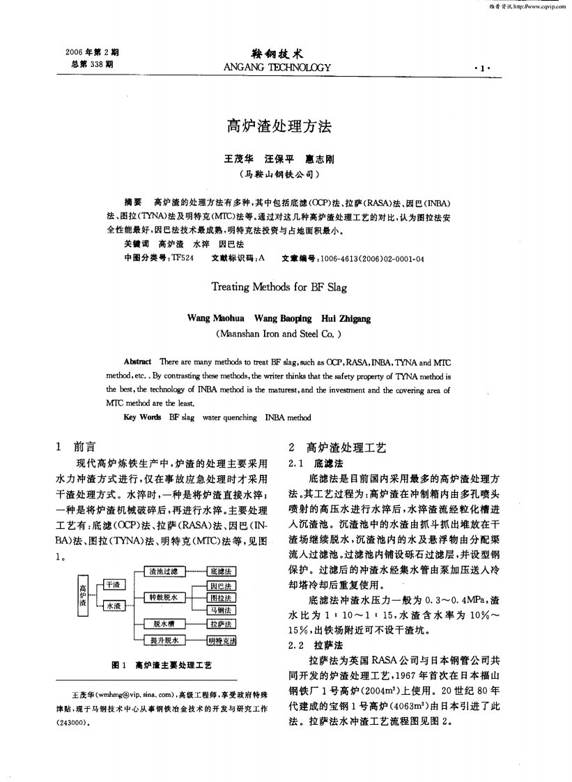 高炉渣处理方法