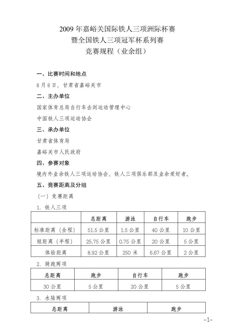 2009年嘉峪关国际铁人三项洲际杯赛