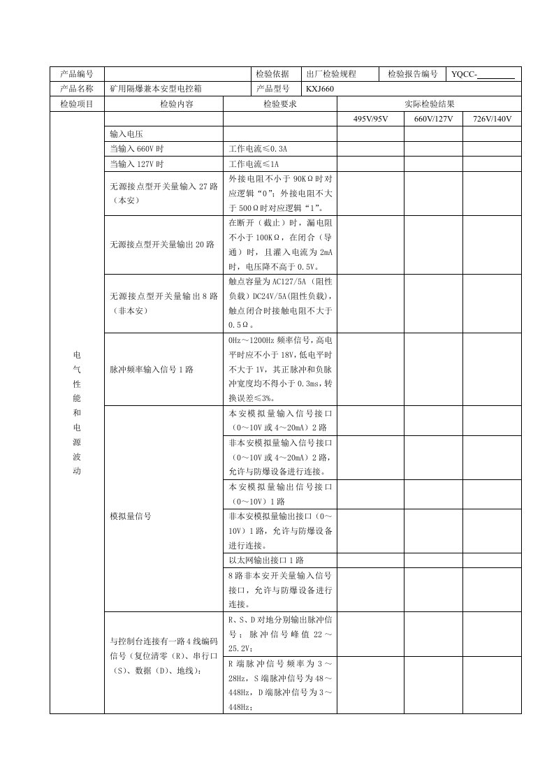 防爆箱出厂检验报告