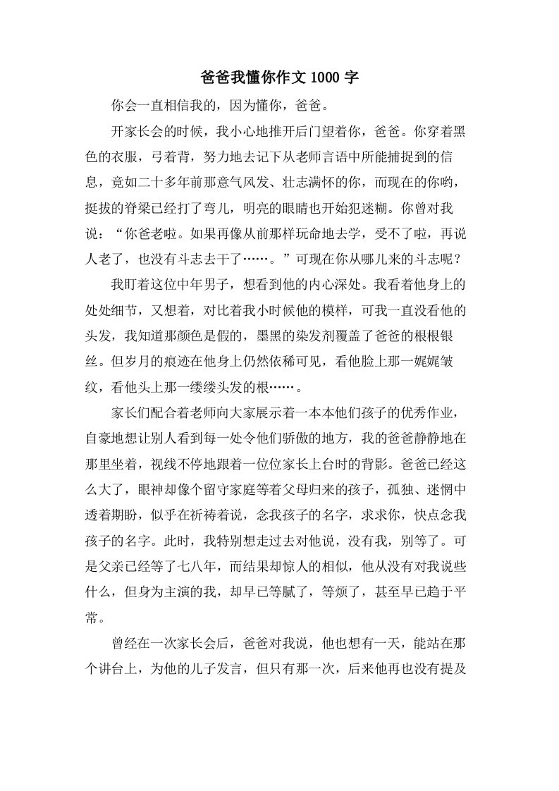 爸爸我懂你作文1000字